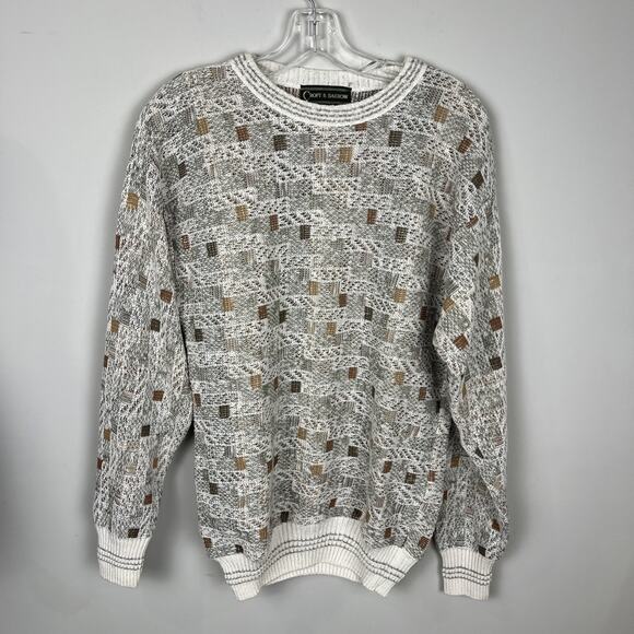 Vintage Croft & Barrow Men’s Small Crew Neck Sweater Size And 90s Geometric - Picture 1 of 6